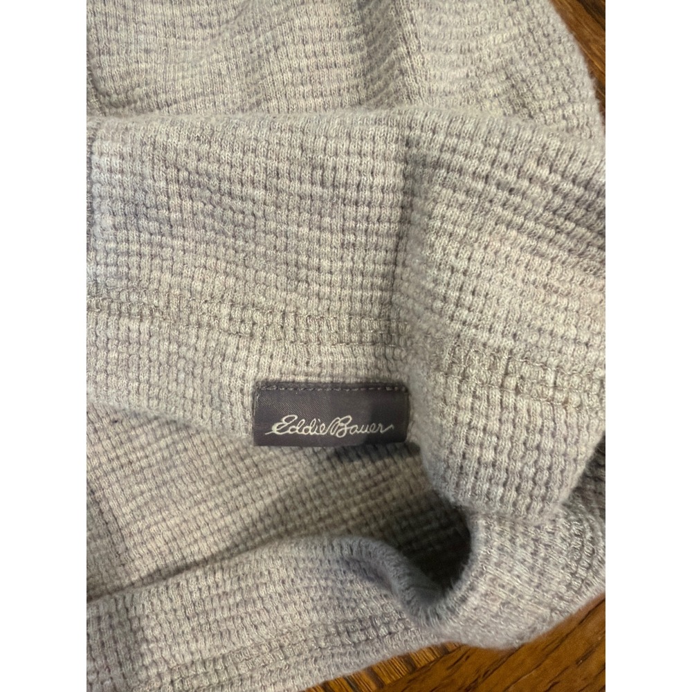 Eddie Bauer Mens TXL Gray Waffle Knit Thermal Long Sleeve Crewneck Shirt Tall XL - Picture 4 of 5
